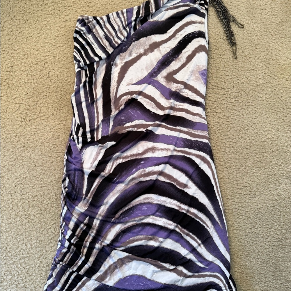 Arden B. One Shoulder Zebra Print Dress